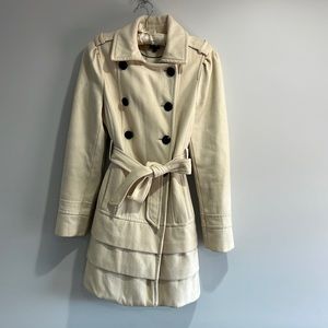 Women’s Size SM - Real WOOL pea coat in cream color